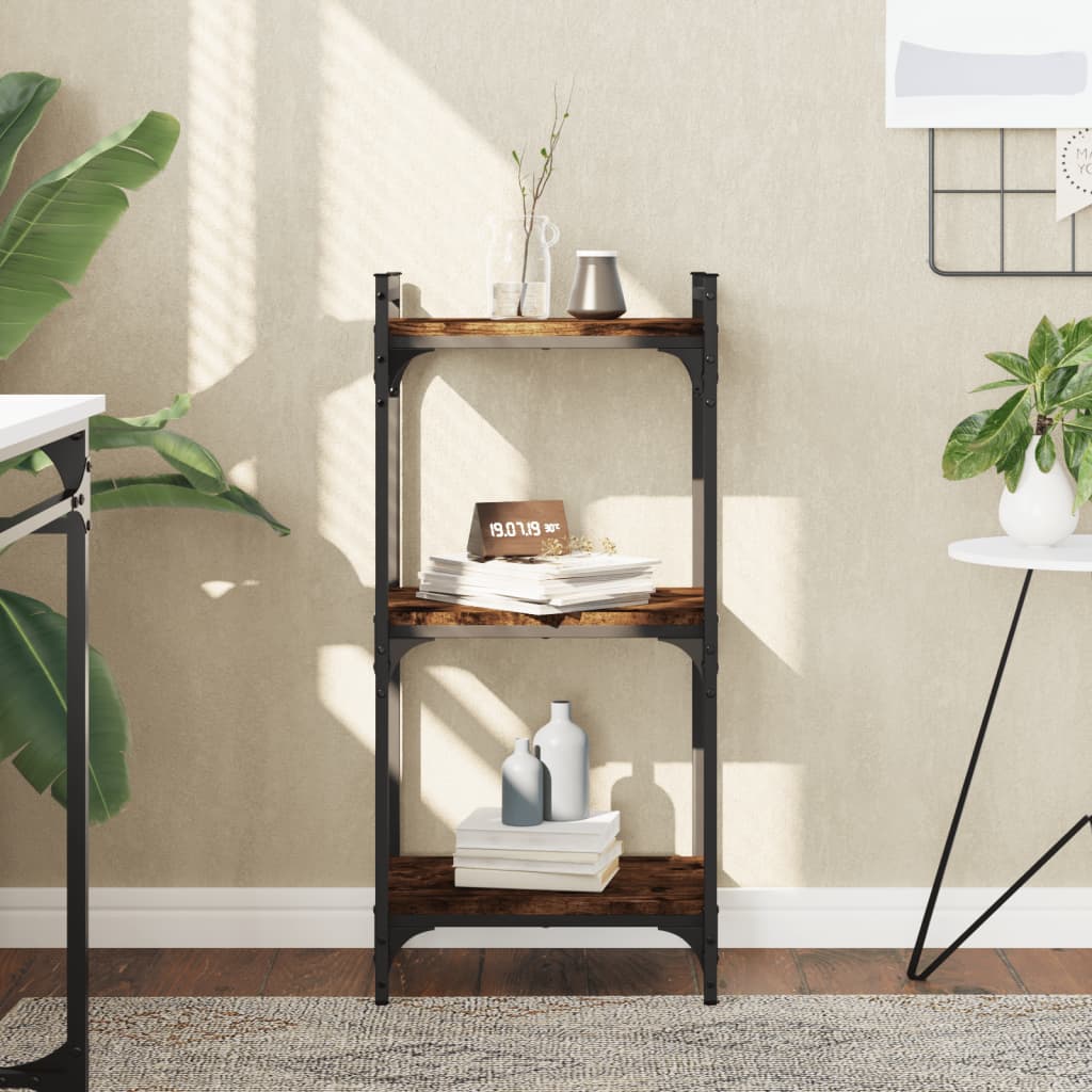 Libreria a 3 Ripiani Rovere Fumo 40x30x86 cm Legno Multistrato | homemem39