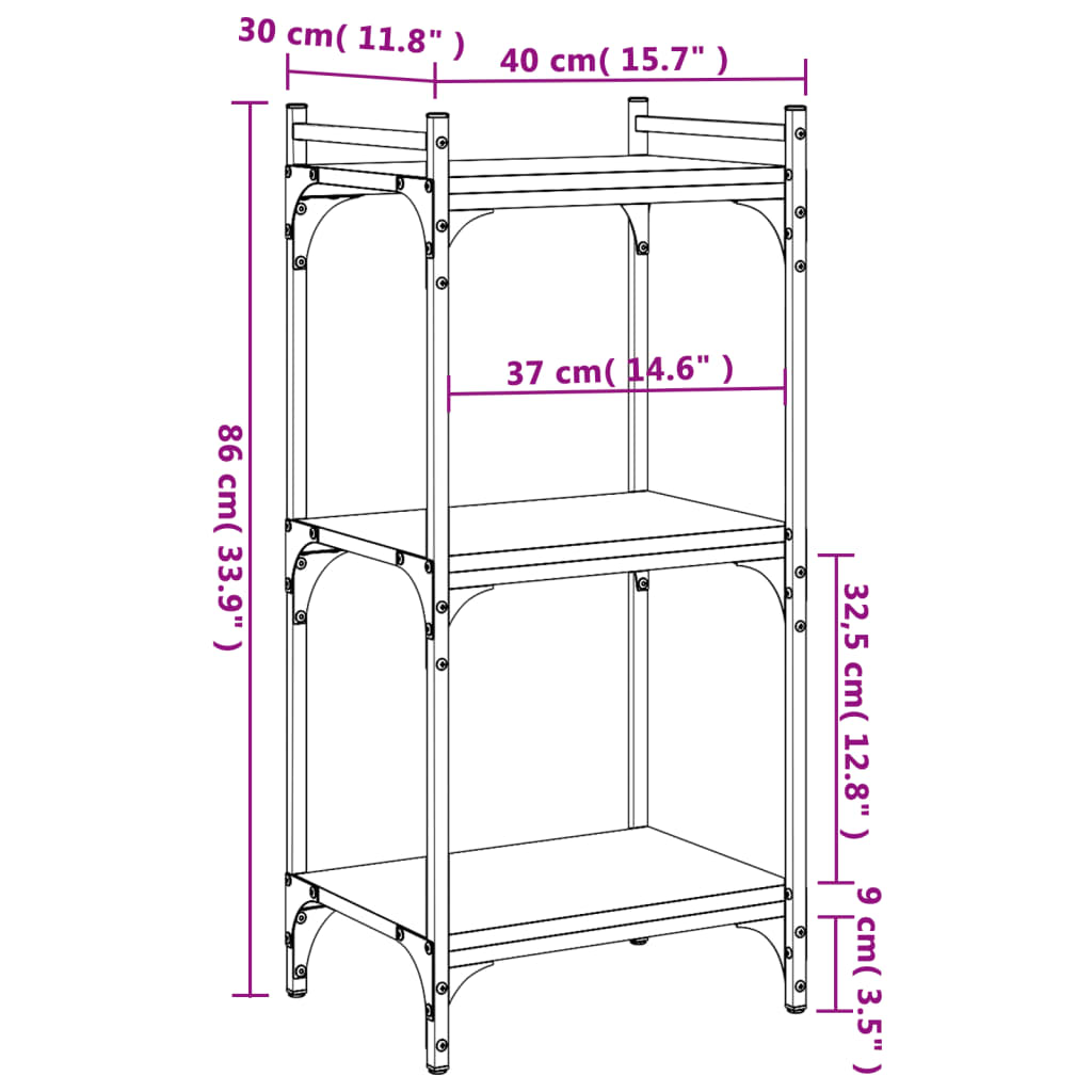Libreria 3 Ripiani Rovere Marrone 40x30x86 cm Legno Multistrato | homemem39