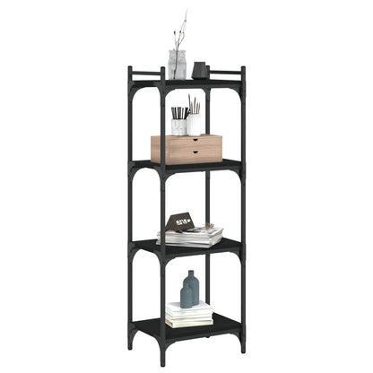Libreria a 4 Ripiani Nera 40x30x120 cm in Legno Multistrato | homemem39