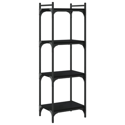 Libreria a 4 Ripiani Nera 40x30x120 cm in Legno Multistrato | homemem39