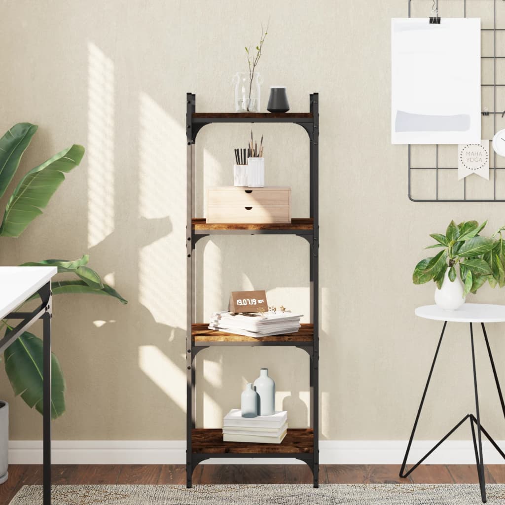 Libreria a 4 Ripiani Rovere Fumo 40x30x120 cm Legno Multistrato | homemem39