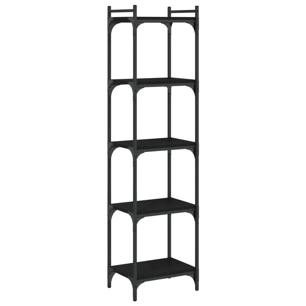 Libreria a 5 Ripiani Nera 40x30x154 cm in Legno Multistrato | homemem39