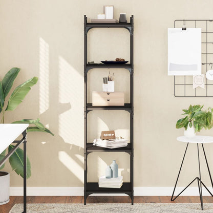 Libreria a 5 Ripiani Nera 40x30x154 cm in Legno Multistrato | homemem39