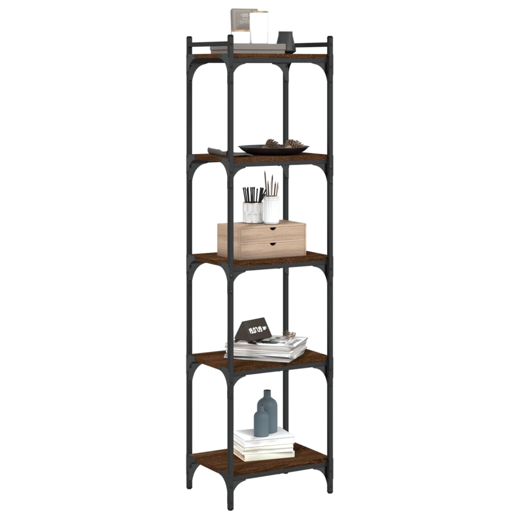 Libreria 5 Ripiani Rovere Marrone 40x30x154cm Legno Multistrato | homemem39