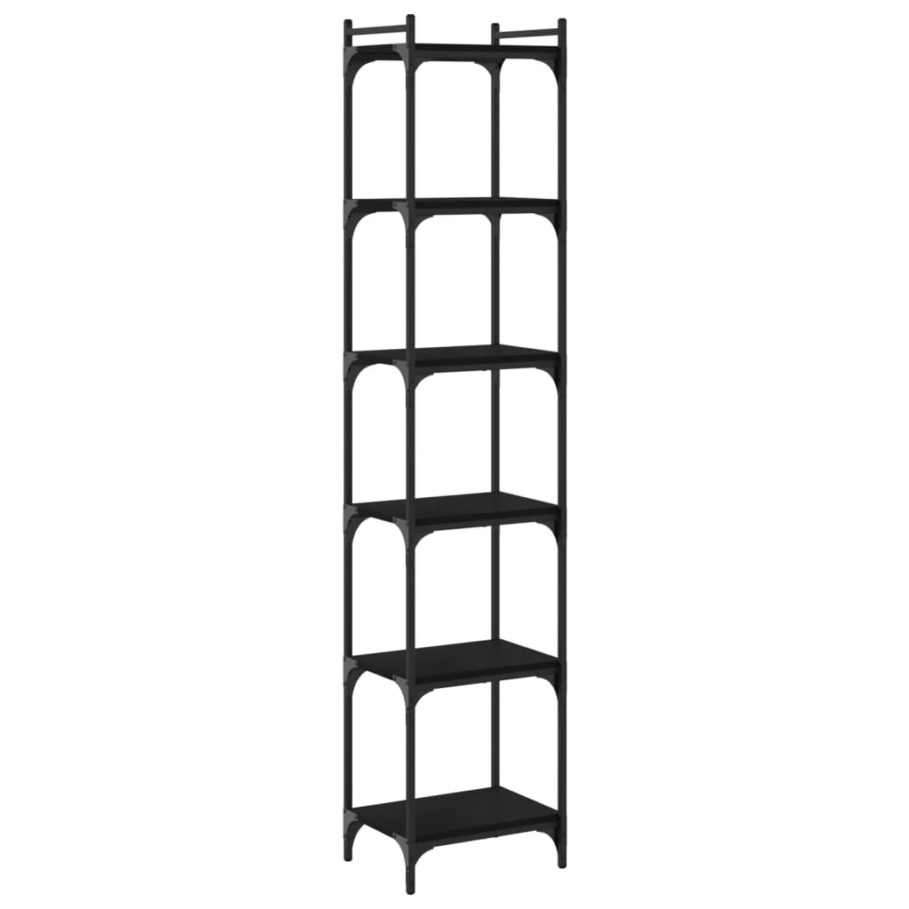 Libreria a 6 Ripiani Nera 40x30x188 cm in Legno Multistrato | homemem39