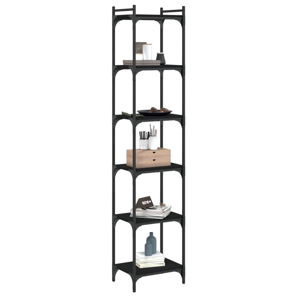 Libreria a 6 Ripiani Nera 40x30x188 cm in Legno Multistrato | homemem39