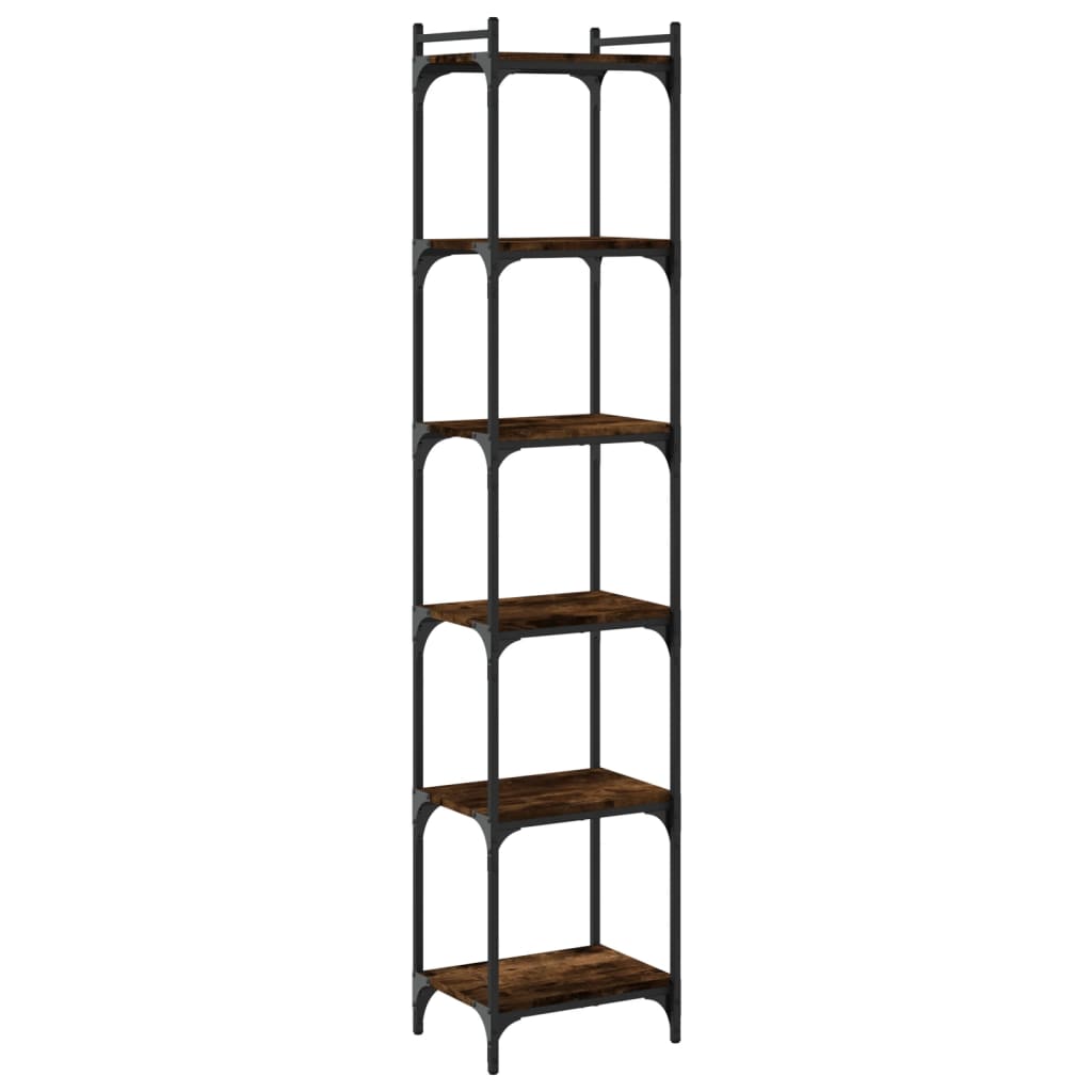 Libreria a 6 Ripiani Rovere Fumo 40x30x188 cm Legno Multistrato | homemem39