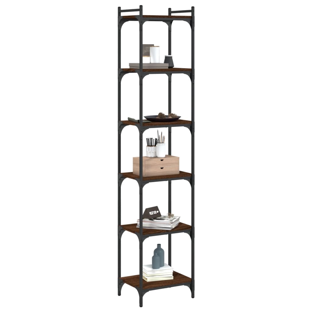 Libreria 6 Ripiani Rovere Marrone 40x30x188cm Legno Multistrato | homemem39