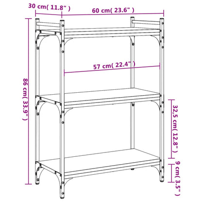 Libreria a 3 Ripiani Rovere Fumo 60x30x86 cm Legno Multistrato | homemem39
