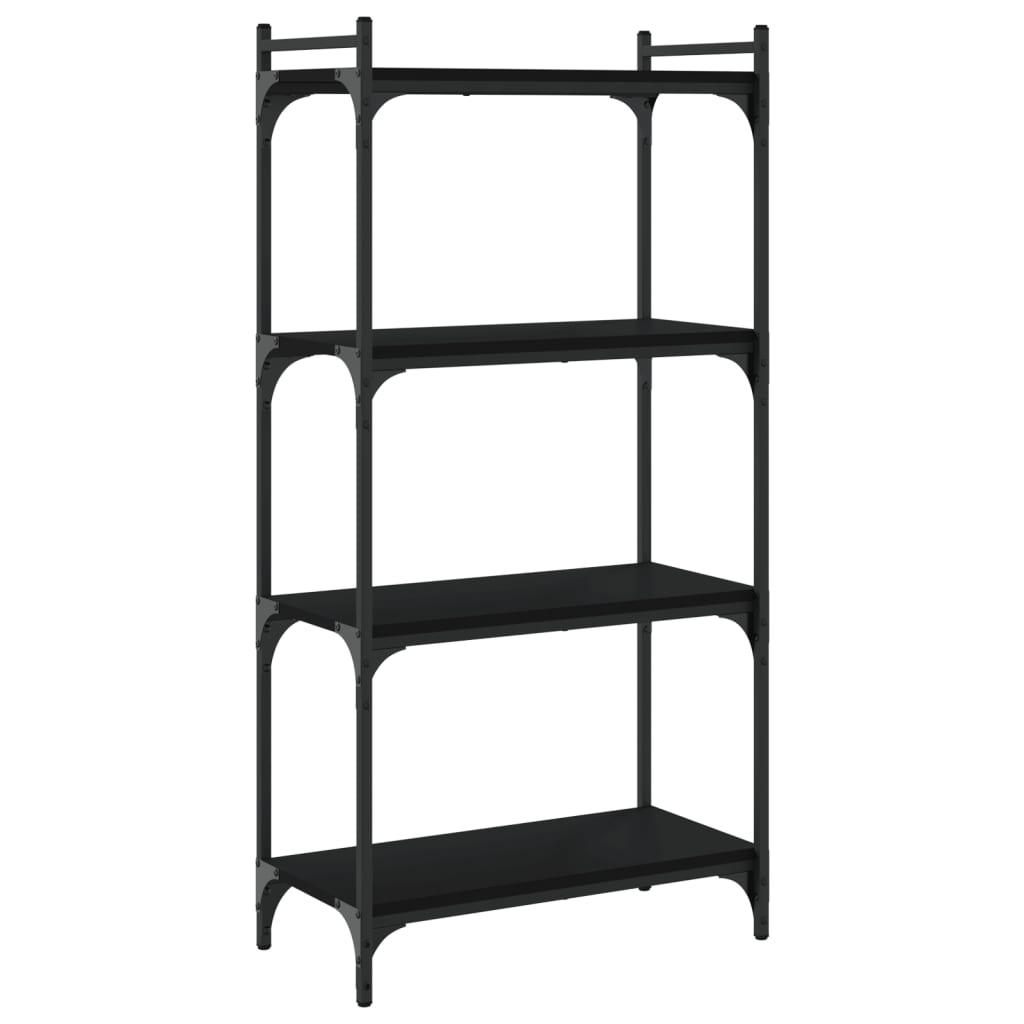 Libreria a 4 Ripiani Nera 60x30x120 cm in Legno Multistrato | homemem39