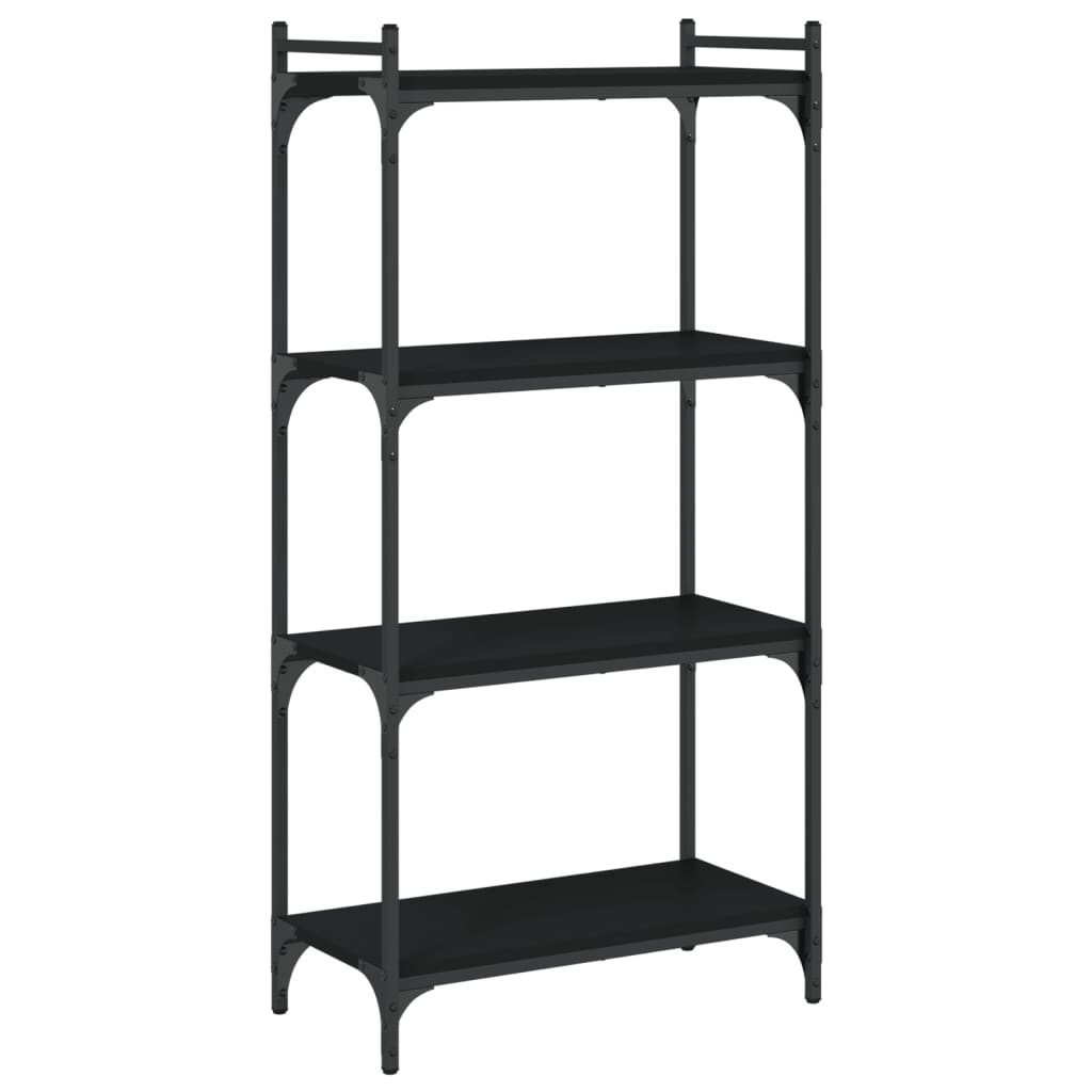 Libreria a 4 Ripiani Nera 60x30x120 cm in Legno Multistrato | homemem39