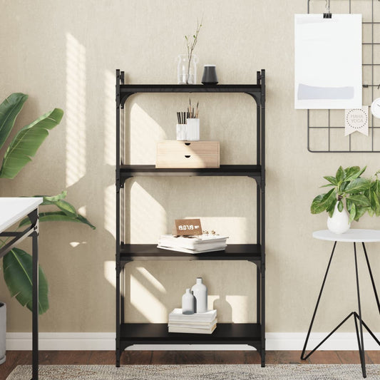 Libreria a 4 Ripiani Nera 60x30x120 cm in Legno Multistrato | homemem39