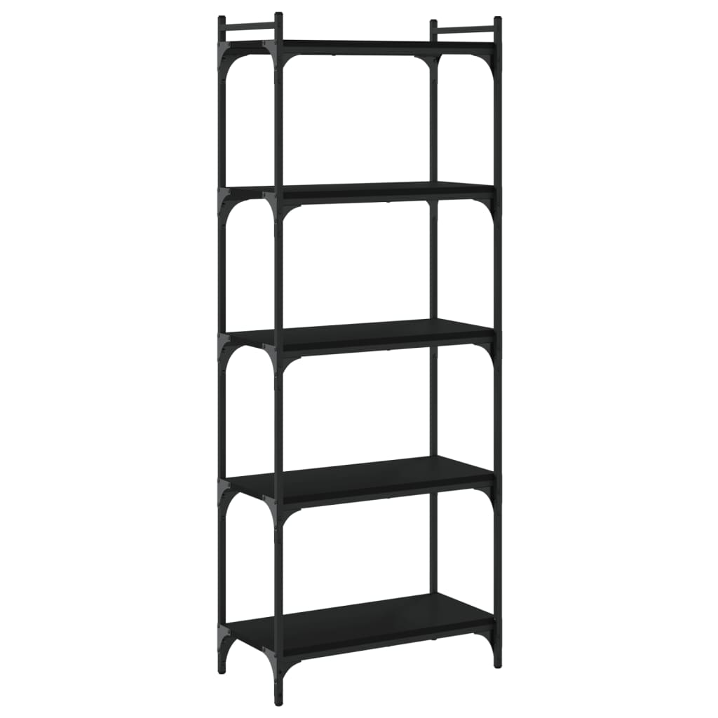 Libreria a 5 Ripiani Nera 60x30x154 cm in Legno Multistrato | homemem39