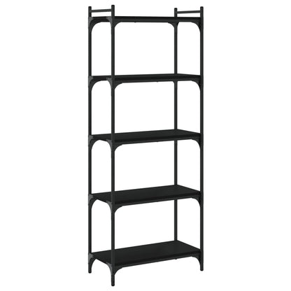 Libreria a 5 Ripiani Nera 60x30x154 cm in Legno Multistrato | homemem39