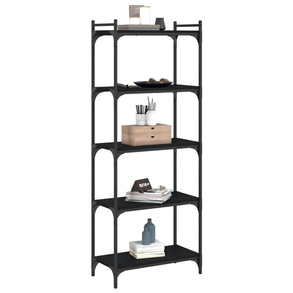 Libreria a 5 Ripiani Nera 60x30x154 cm in Legno Multistrato | homemem39