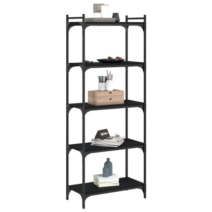 Libreria a 5 Ripiani Nera 60x30x154 cm in Legno Multistrato | homemem39