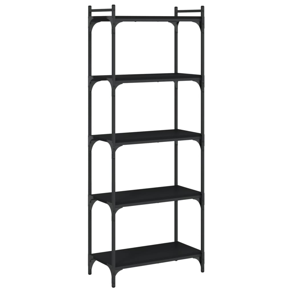 Libreria a 5 Ripiani Nera 60x30x154 cm in Legno Multistrato | homemem39