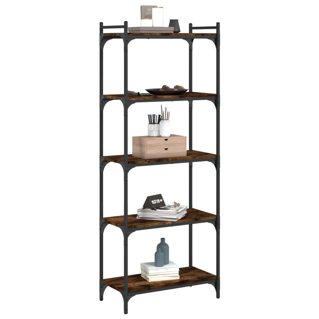 Libreria a 5 Ripiani Rovere Fumo 60x30x154 cm Legno Multistrato | homemem39