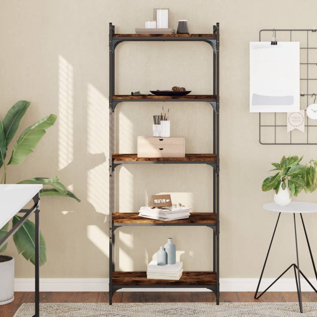 Libreria a 5 Ripiani Rovere Fumo 60x30x154 cm Legno Multistrato | homemem39