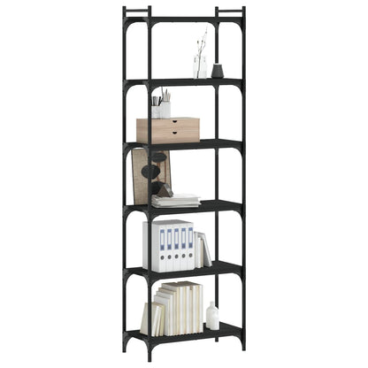 Libreria a 6 Ripiani Nera 60x30x188 cm in Legno Multistrato | homemem39