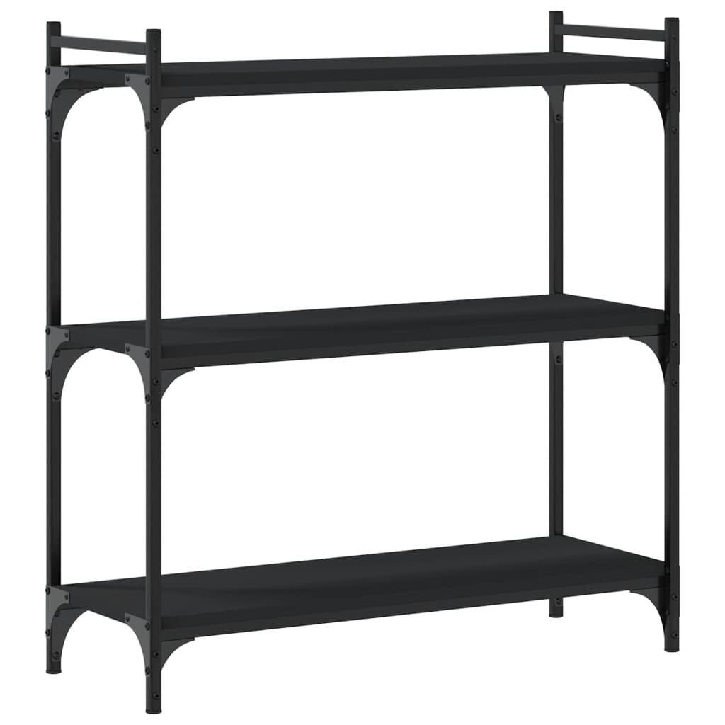 Libreria a 3 Ripiani Nera 80x30x86 cm in Legno Multistrato | homemem39