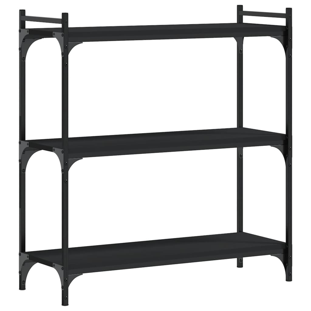 Libreria a 3 Ripiani Nera 80x30x86 cm in Legno Multistrato | homemem39