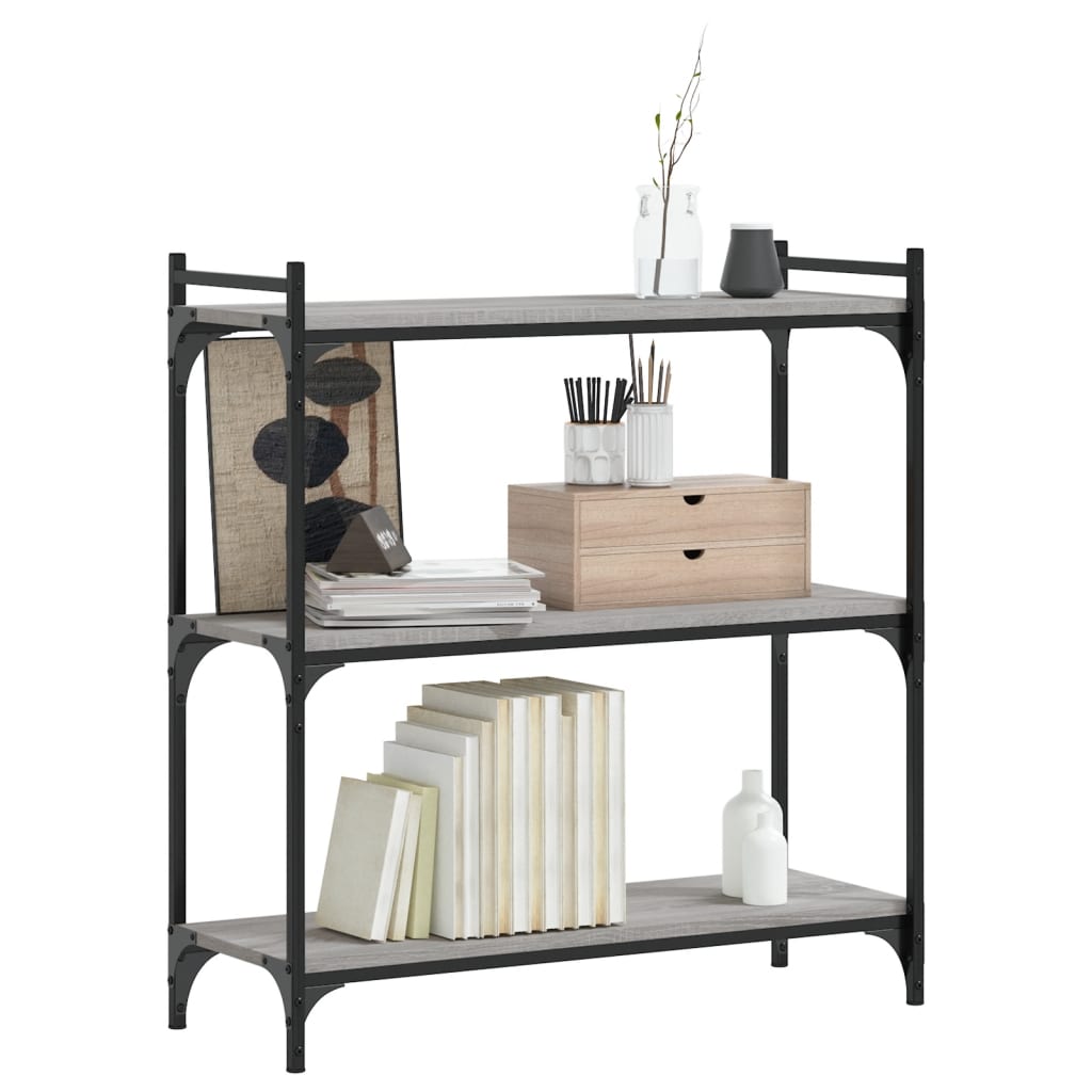Libreria a 3 Ripiani Grigio Sonoma 80x30x86cm Legno Multistrato | homemem39
