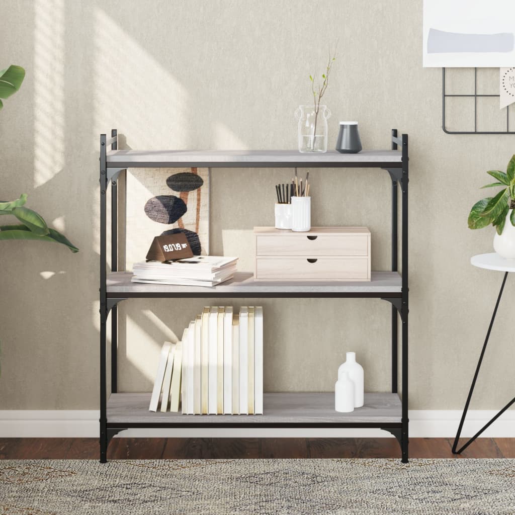Libreria a 3 Ripiani Grigio Sonoma 80x30x86cm Legno Multistrato | homemem39