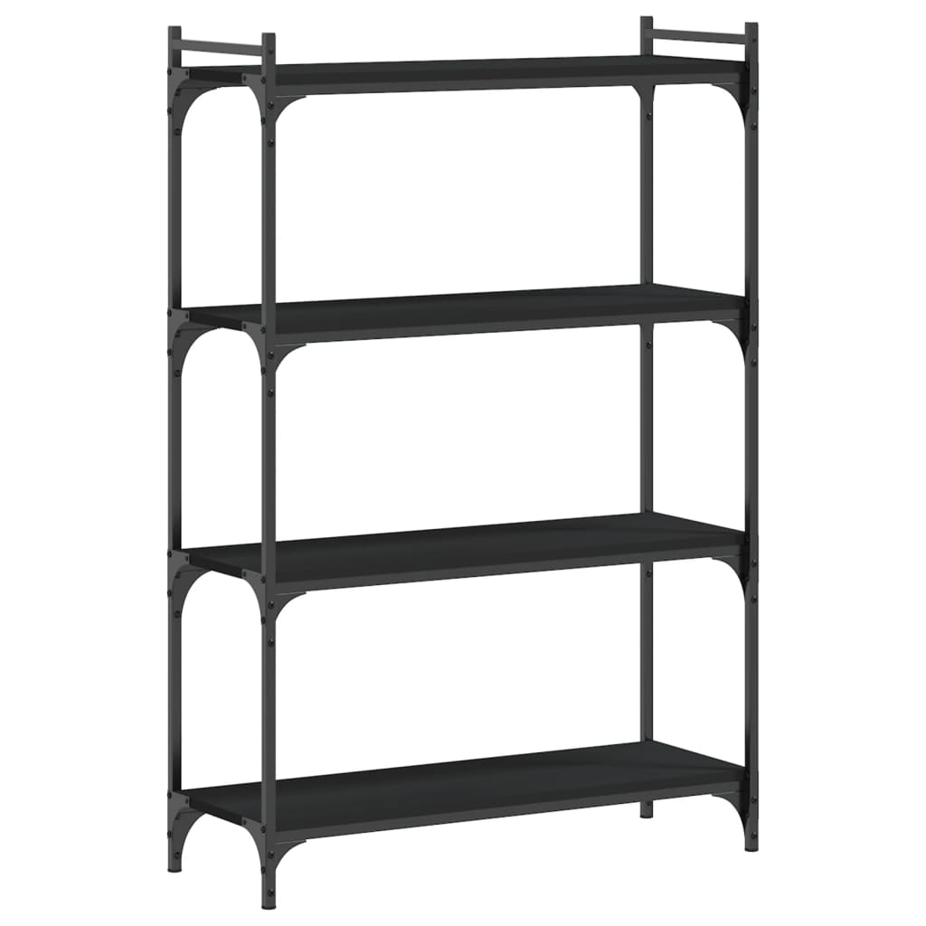Libreria a 4 Ripiani Nera 80x30x120 cm in Legno Multistrato | homemem39