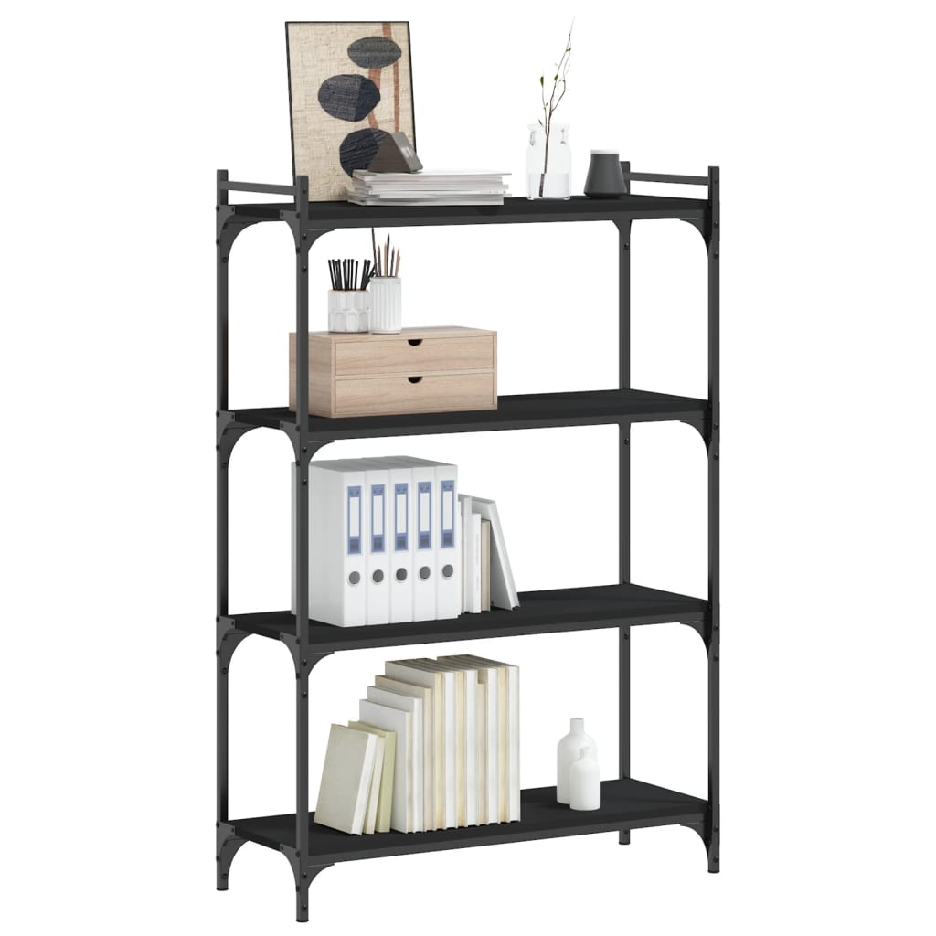Libreria a 4 Ripiani Nera 80x30x120 cm in Legno Multistrato | homemem39
