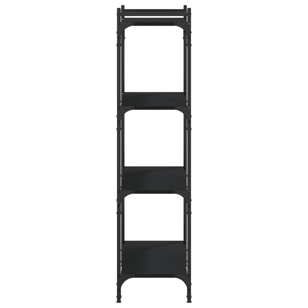 Libreria a 4 Ripiani Nera 80x30x120 cm in Legno Multistrato | homemem39