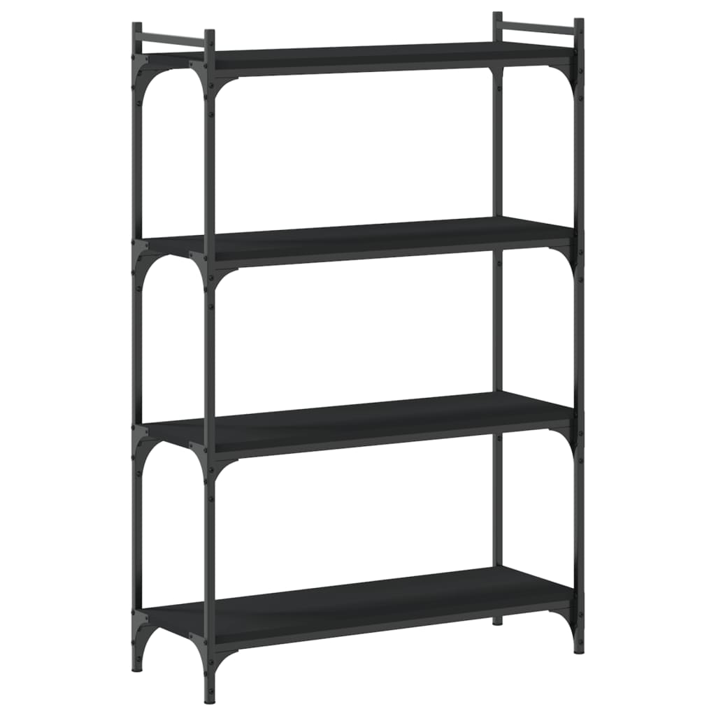 Libreria a 4 Ripiani Nera 80x30x120 cm in Legno Multistrato | homemem39
