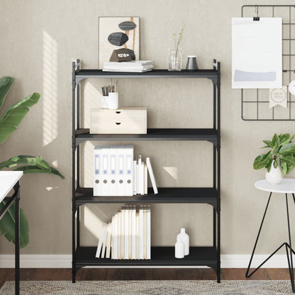 Libreria a 4 Ripiani Nera 80x30x120 cm in Legno Multistrato | homemem39