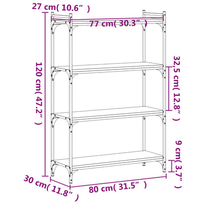 Libreria a 4 Ripiani Rovere Fumo 80x30x120 cm Legno Multistrato | homemem39