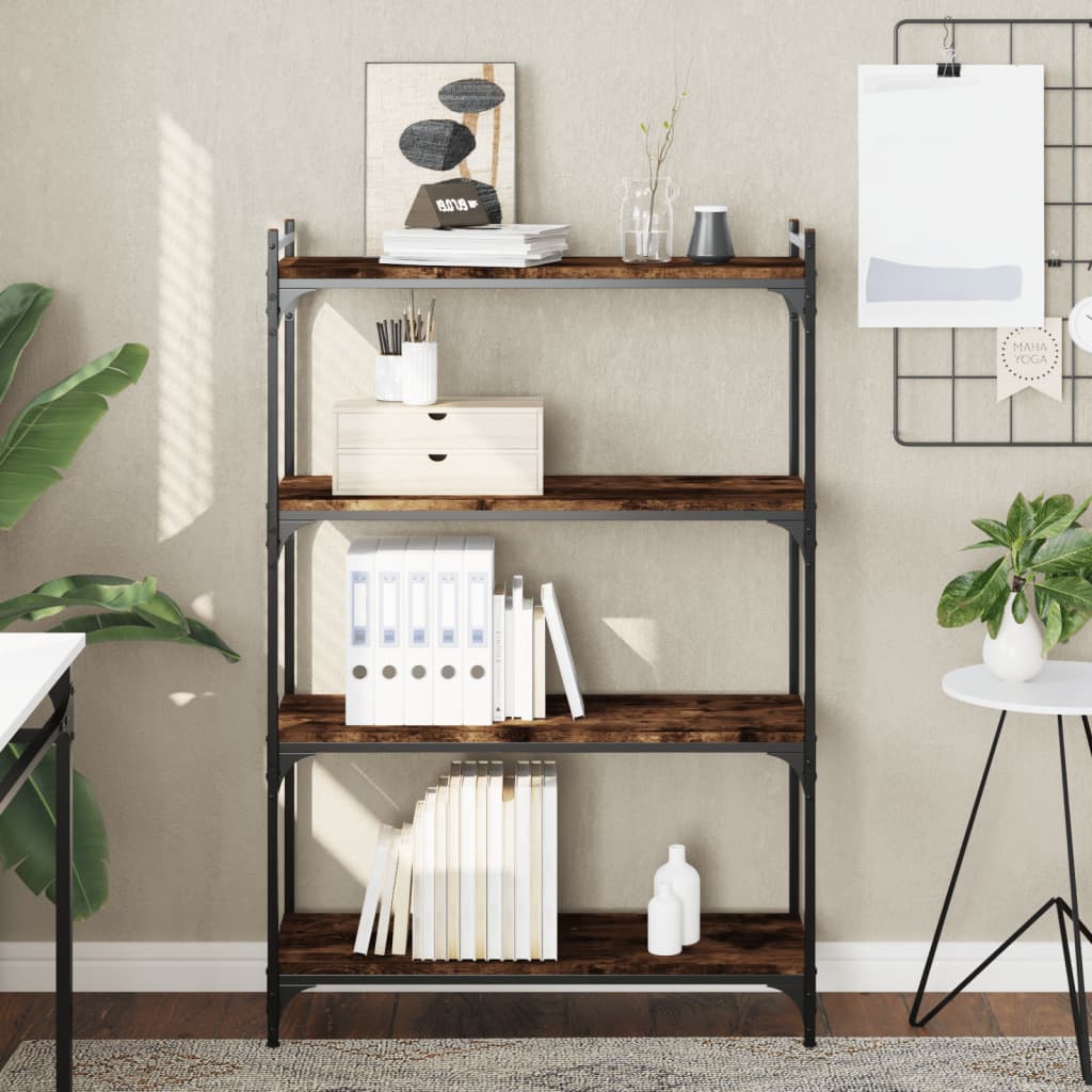 Libreria a 4 Ripiani Rovere Fumo 80x30x120 cm Legno Multistrato | homemem39