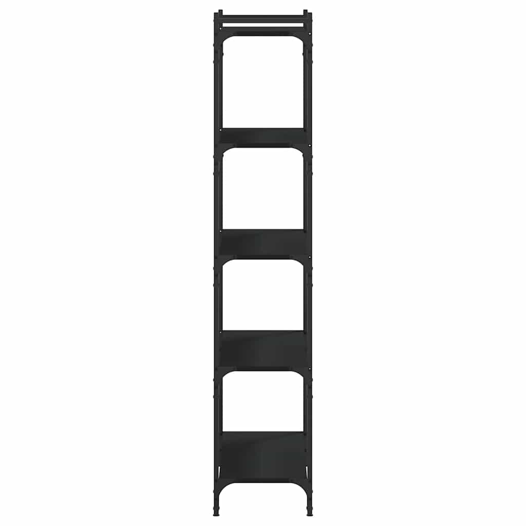 Libreria a 5 Ripiani Nera 80x30x154 cm in Legno Multistrato | homemem39