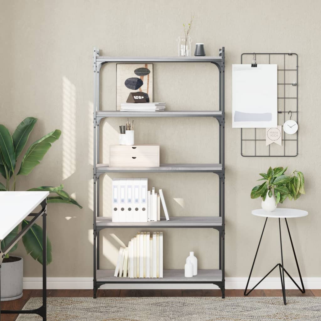 Libreria 5 Ripiani Grigio Sonoma 80x30x154cm Legno Multistrato | homemem39