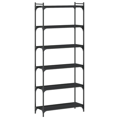 Libreria a 6 Ripiani Nera 80x30x188 cm in Legno Multistrato | homemem39