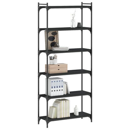 Libreria a 6 Ripiani Nera 80x30x188 cm in Legno Multistrato | homemem39