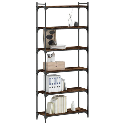 Libreria a 6 Ripiani Rovere Fumo 80x30x188 cm Legno Multistrato | homemem39