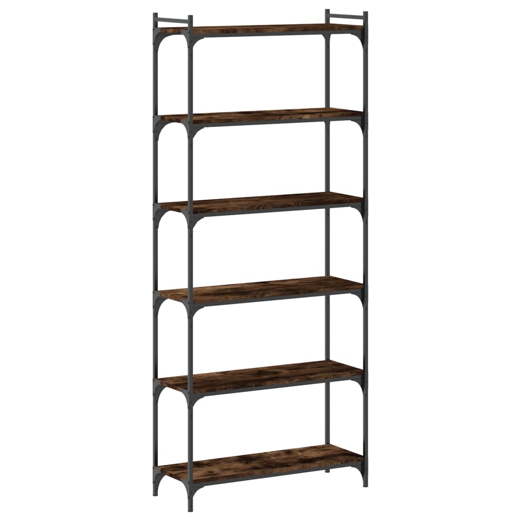Libreria a 6 Ripiani Rovere Fumo 80x30x188 cm Legno Multistrato | homemem39