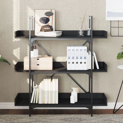 Libreria a 3 Ripiani Nera 100x33x108,5 cm in Legno Multistrato | homemem39