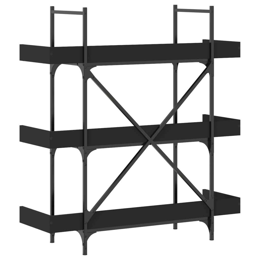 Libreria a 3 Ripiani Nera 100x33x108,5 cm in Legno Multistrato | homemem39