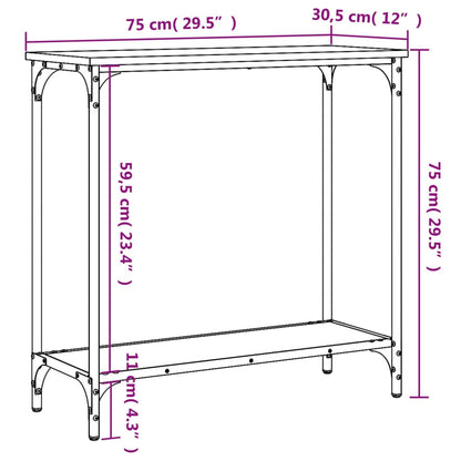 Tavolino Consolle Rovere Fumo 75x30,5x75 cm Legno Multistrato - homemem39