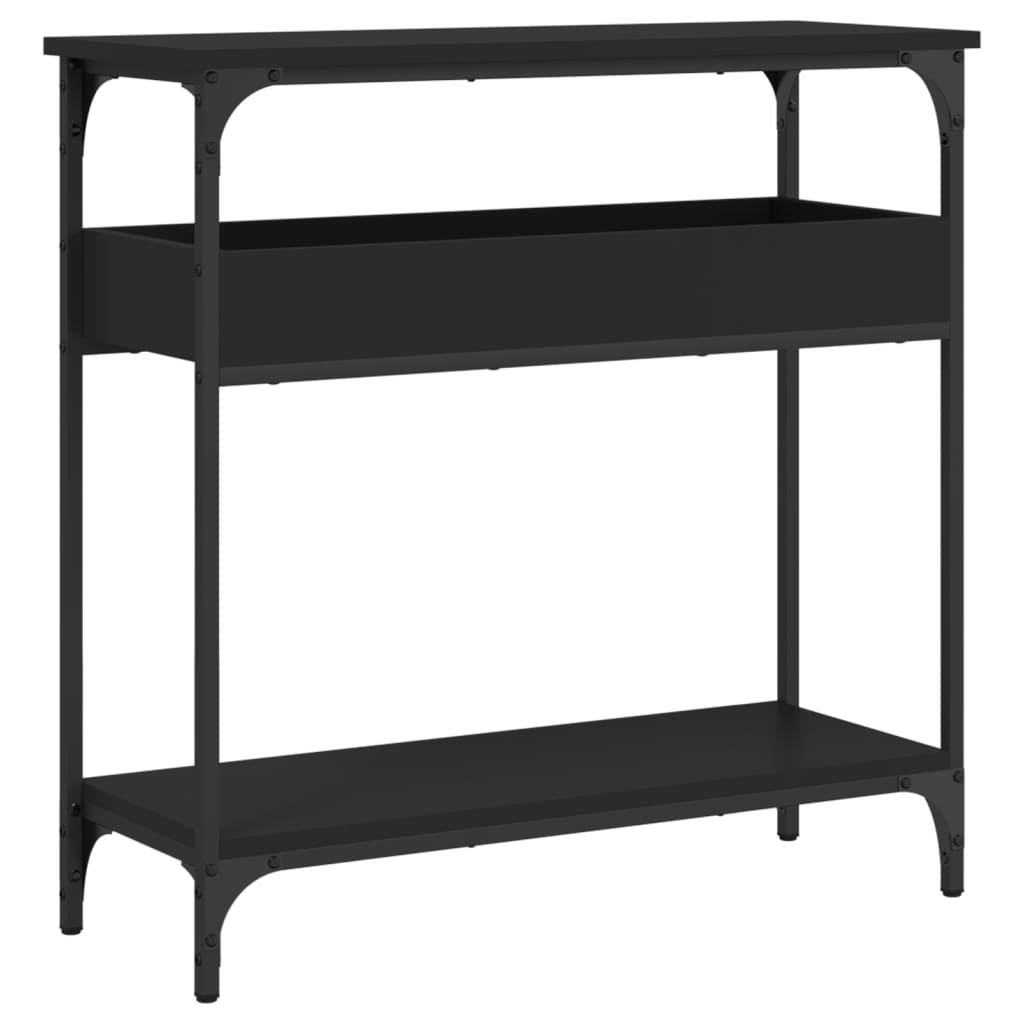 Tavolo Consolle con Ripiano Nero 75x29x75cm Legno Multistrato | homemem39