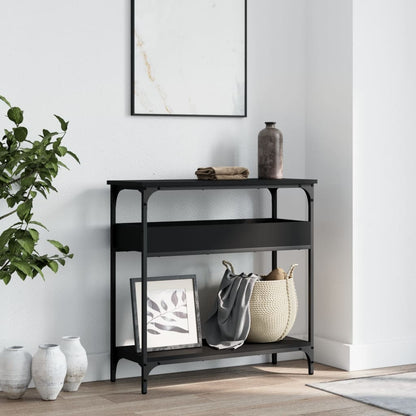 Tavolo Consolle con Ripiano Nero 75x29x75cm Legno Multistrato | homemem39