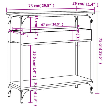 Tavolo Consolle con Ripiano Nero 75x29x75cm Legno Multistrato | homemem39
