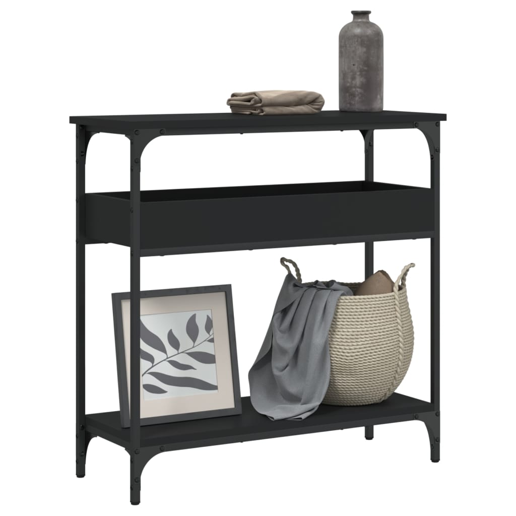 Tavolo Consolle con Ripiano Nero 75x29x75cm Legno Multistrato | homemem39
