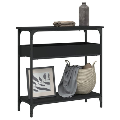 Tavolo Consolle con Ripiano Nero 75x29x75cm Legno Multistrato | homemem39