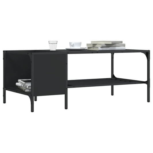 Tavolino Salotto con Ripiano Nero 100x51x40cm Legno Multistrato | homemem39